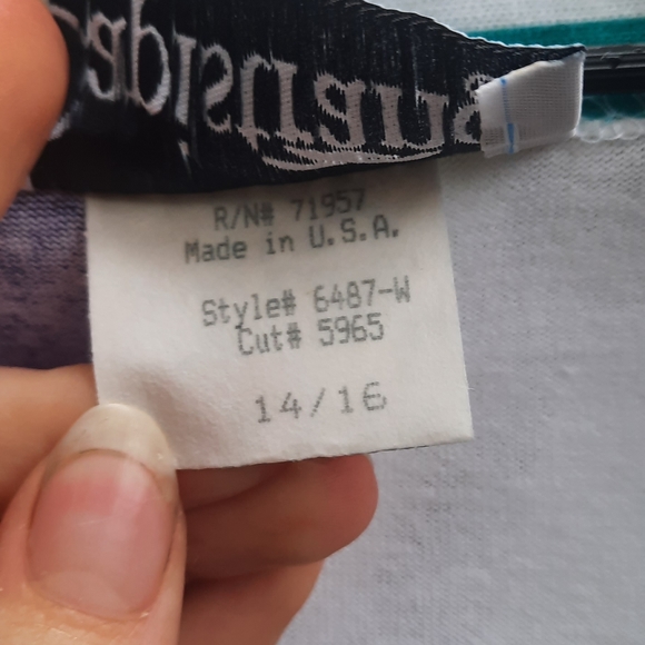 🍀3/15 Vintage 80s Button down V-Neck Shirt - Picture 4 of 5